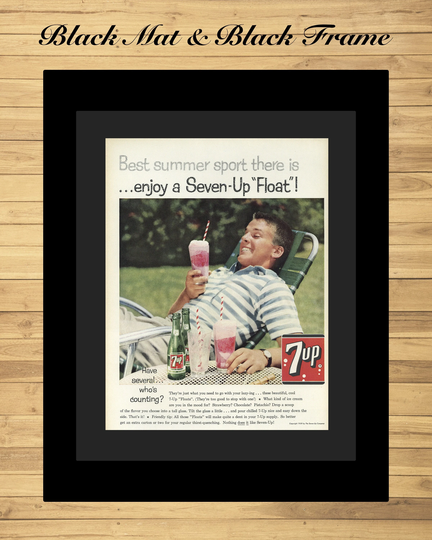7Up Soda Print Advertisement - Lawn Chair 1950's Advert Antique Kitchen Decor Drink Enthusiast Gift Christmas