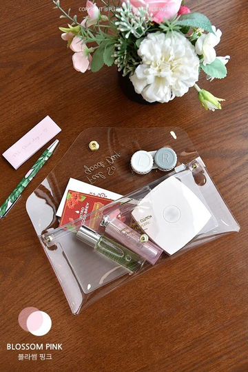 Clear Pencil Pouch [7 Vivid Color] Pen Case | Cosmetic Purse Minimalist Waterproof Transparent Accessories