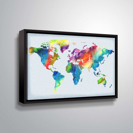 Colors of the world map by Irina Sztukowski Gallery Wrapped Floater-framed Canvas