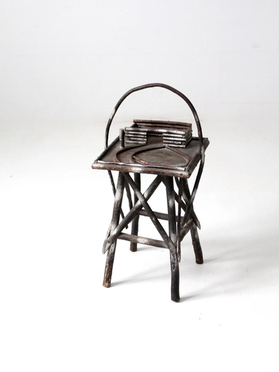 Antique Adirondack Twig Table, Decorative End Table