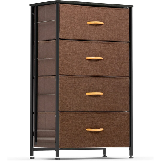 Vertical Fabric 4 Drawer Storage Dresser Tower Organizer Unit for Bedroom