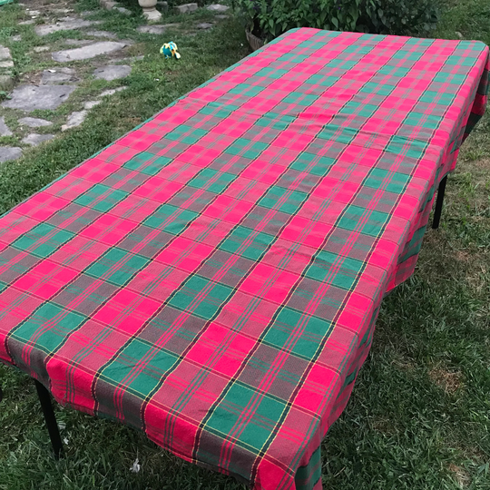 Holiday Tablecloth, Christmas Table Cloth, Xmas Runner, Red Green Plaid Plaid, Tablescape