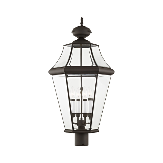 Livex Lighting 4 Light 240 Watt Outdoor Post Light with Clear Beveled