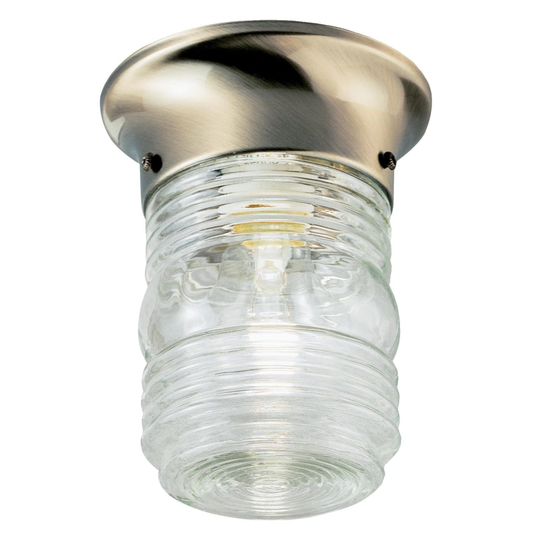 Westinghouse One-Light Outdoor Jelly Jar Flush-Mount Ceiling Fixture, Clear Glass - 5-Inch