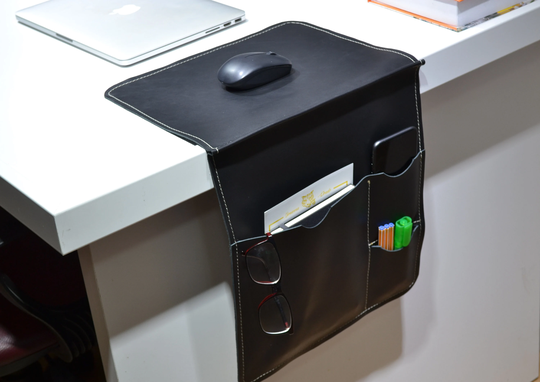 Custom Leather Wall Organizer, Hanging Office Device Mail Room Organizer