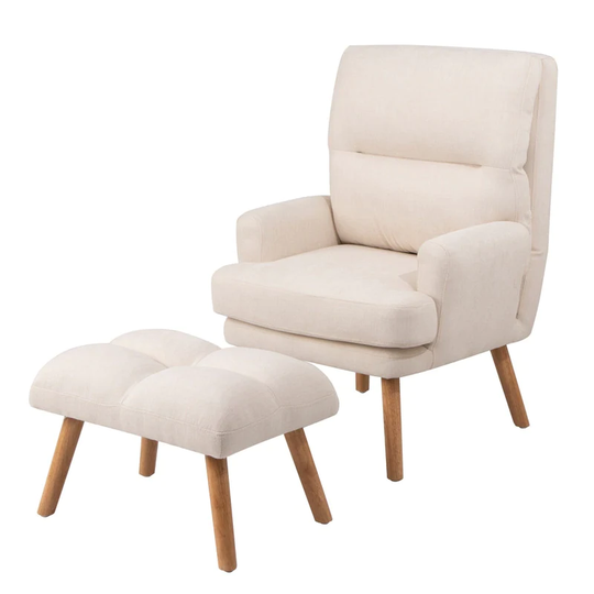 Accent Chair Adjustable Backrest with Ottoman Set