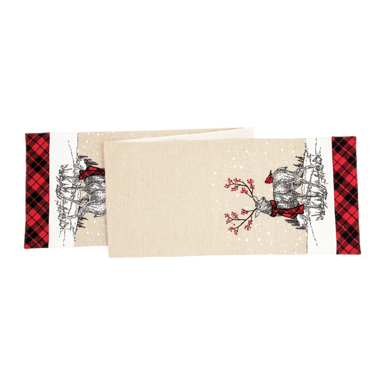 Deer Embroidered and Printed Table Runner