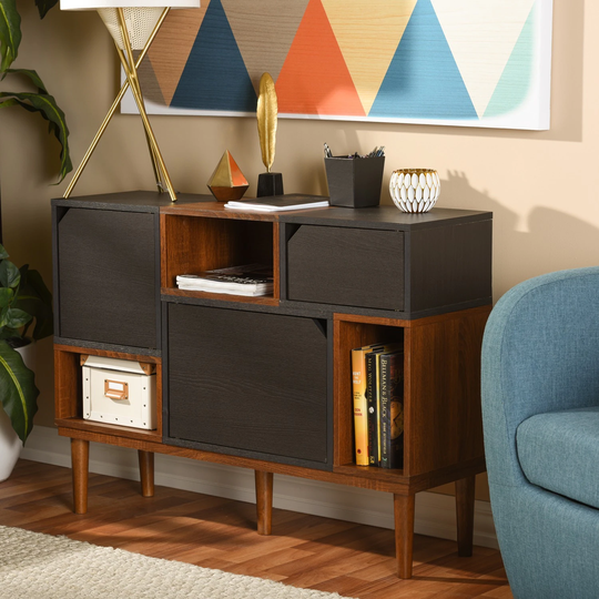 Baxton Studio Anderson Mid-century Retro Modern Oak and Espresso Wood Sideboard Storage Cabinet