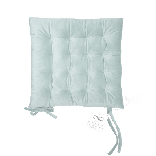 Infinity Collection Light Blue 16" Square Chair Pad/Cushion Tie Backs Reversible Tufted Plush For Kitchen Bar Stool Dining Room