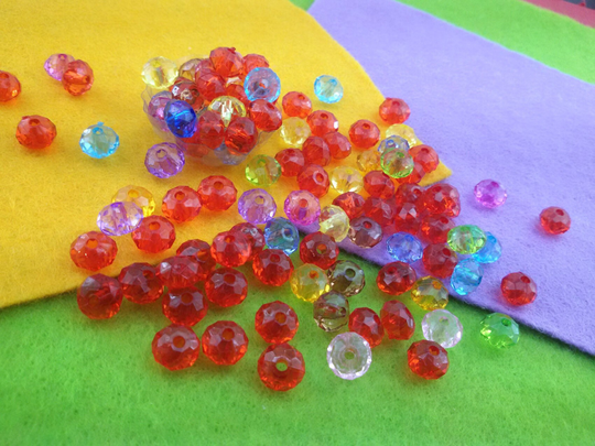 Colorful Mix Faceted Acrylic Beads, Glass Like Beads, Faceted Bead Mix, Multicolored Bead, Color Beads