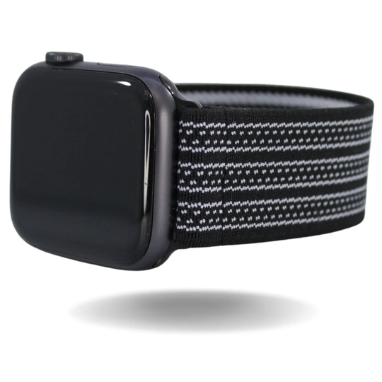 Elastic Watch Band For Apple - All Series | Models 1 8, Se, Ultra Black White Pixel Stripe Textured Monochrome