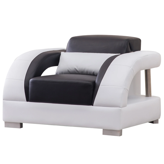 Titanic Furniture Daliah Faux Leather Black and White Chair with Lift Headrest - 29" H x 43" W x 37" D
