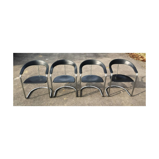 Tubular Canasta Leather Chairs By Arrben | Attb/Vintage Dining Armchair Mid Century Modern Chair Made in Italy