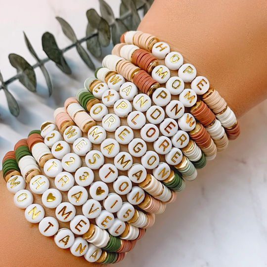 More Colors Personalized Color Block Name Bracelet Custom Bracelets Heishi Customized Boho Bohemian
