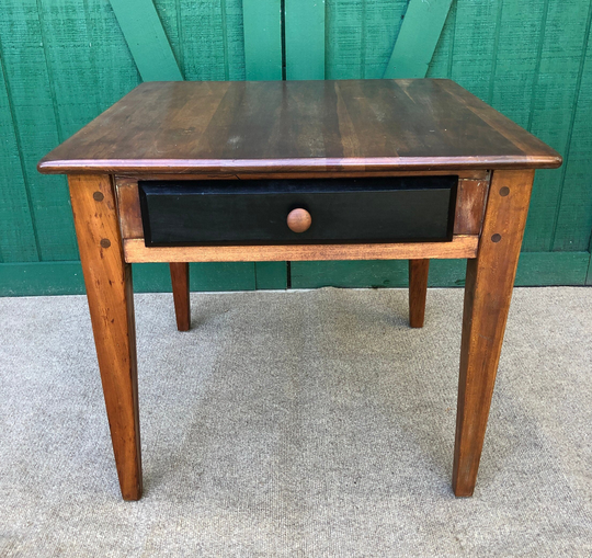 Cherry Table, One Drawer, Tapered Legs, Square, Vintage End Bed Side Table