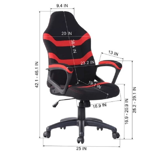 Gaming Office Chair with Fabric Adjustable Swivel,Red