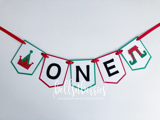 Girl Elf High Chair Banner/Christmas Birthday Merry Highchair