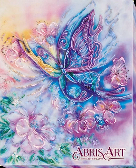 Diy Bead Embroidery Kit On Art Canvas "Air Pas - Butterfly" Size 10.2"×12.6" | 26×32 cm, Gift | Abris