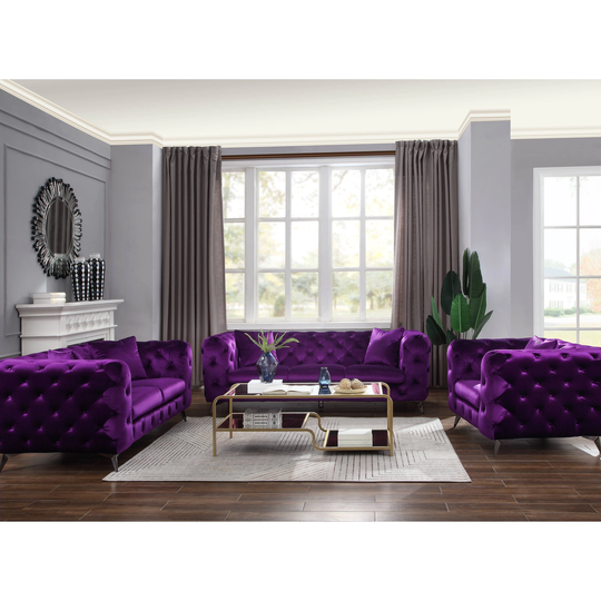 ACME Atronia Purple Vintage Tufted Upholstery Transitional Sofa