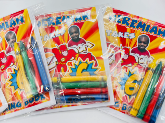 Custom Boy Themed Coloring Book Packs With Your Child's Picture & Theme