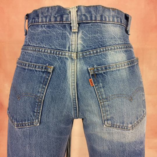 Size 30 Vintage Levis 519 Women's Distressed Orange Tab Jeans W30 L31 Faded Light Wash High Waisted 1980S Made in Usa