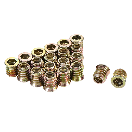 5/16"-18x15mm Threaded Insert Nuts Hex Socket Drive for Wood Furniture 40pcs - Color Zinc