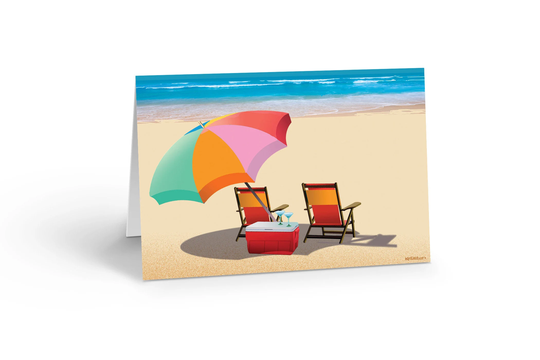 Beach Chairs Note Card Set - 10 Boxed Cards & Envelopes 14366