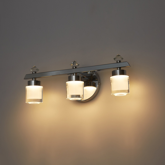 3-Lights Bathroom Light Fixtures Over Mirror, Chrome Modern Vanity Lighting with Clear Glass Shades for Living Power Room