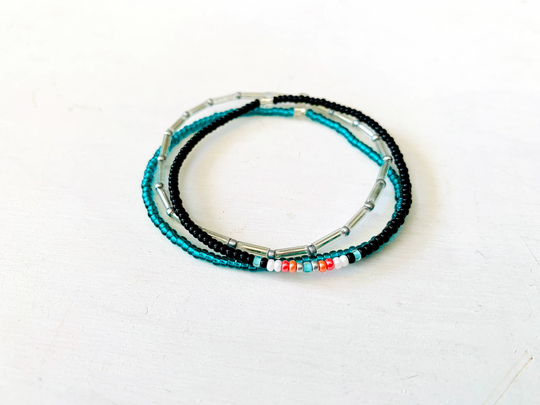 Bracelet Set, Stretch Bracelet, Seed Bead Dainty Beaded Stack, Stacking Bracelets, Black