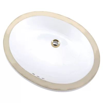 Maple Vitreous China Oval Undermount Bathroom Sink with Overflow
