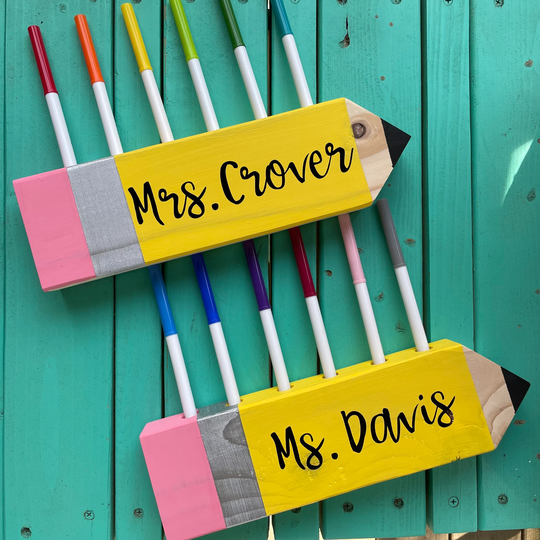 Teacher Custom Wooden Pencil Holder, Appreciation, 1st Day Of School Gift