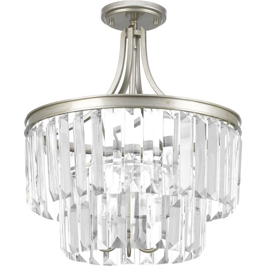 Progress Lighting Glimmer Grey Metal, Steel, Glass 3-light Semi-flush Convertible Fixture