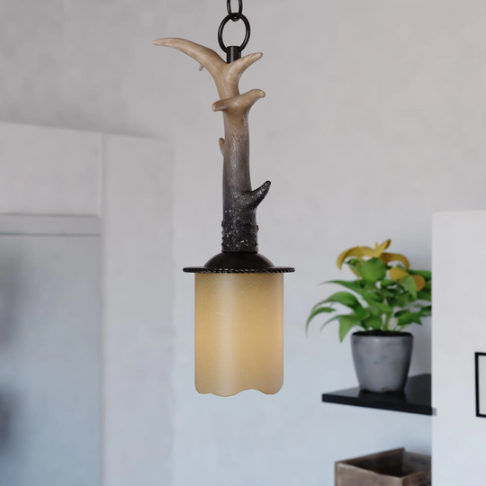 Yoho Bronze Rustic Antler Mini Pendant Ceiling Light - 9.5-in W x 18-in H x 9.5-in D