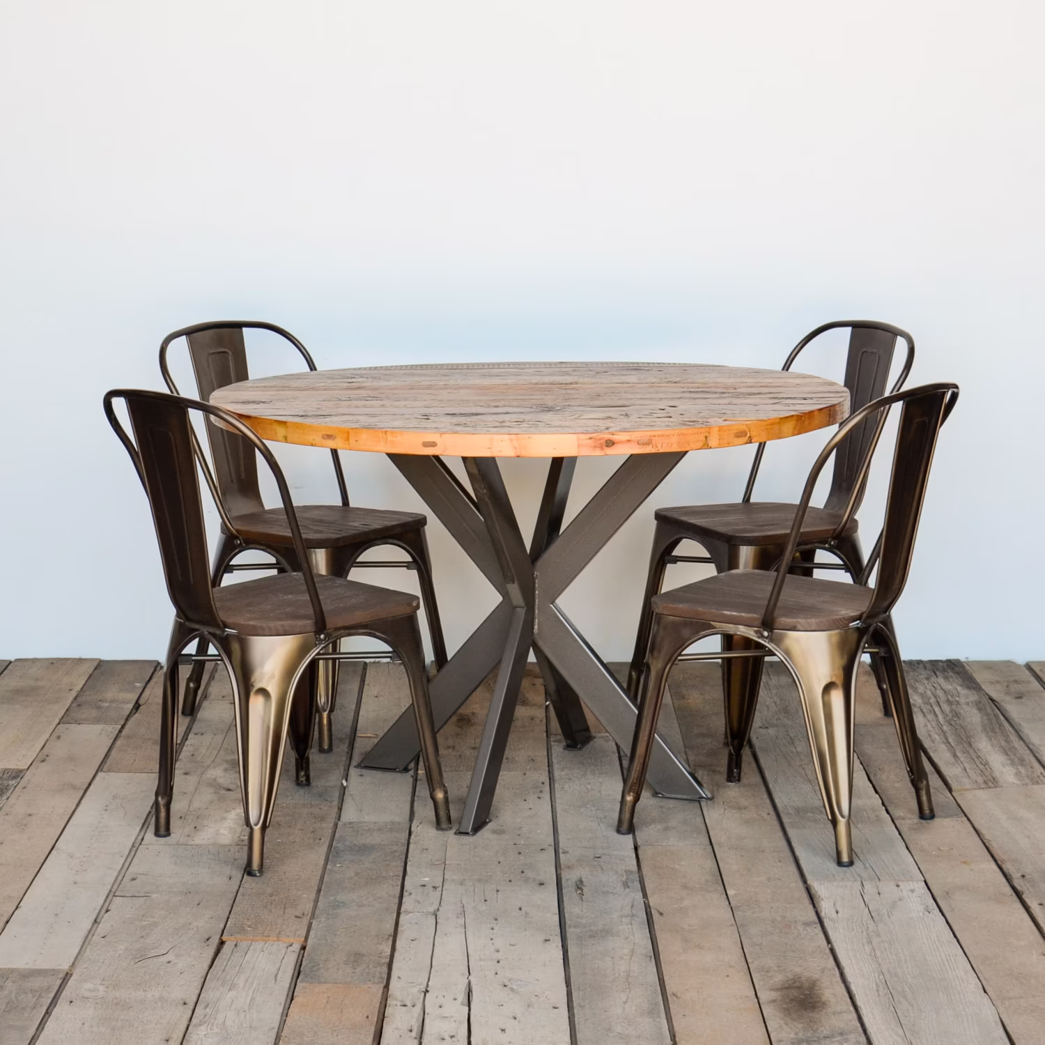 Pedestal Round Dining Table - Wood Coffee Table- Kitchen & -Rustic