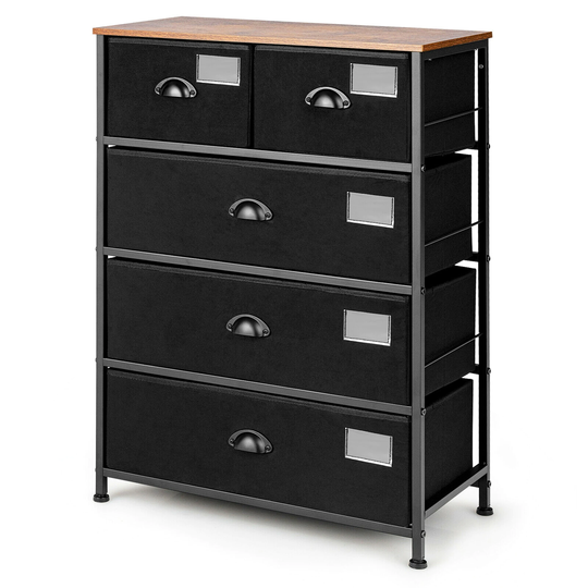 Gymax 5 Drawer Dresser Fabric Storage Tower Organizer Unit Sturdy - See Details
