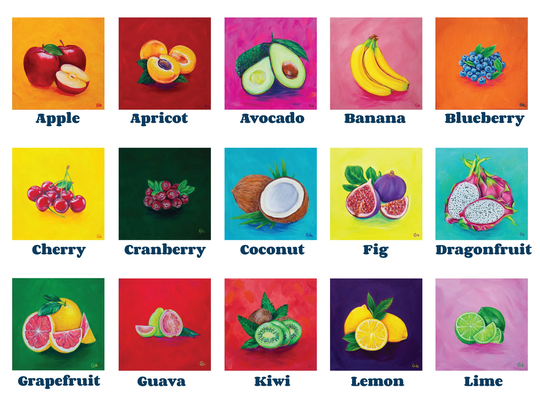 Colorful Fruit Painting | Art Print Lovers Gift Ideas Kitchen Wall Decor Choose Your