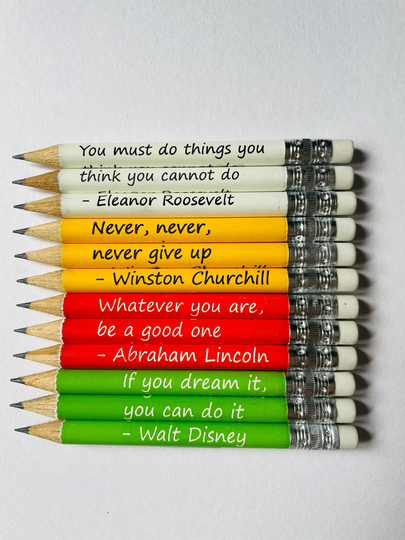 Motivational Pencils, Golf Sized, Inspirational Quotes, Student, Back To School, Teacher Gift, Kindergarten