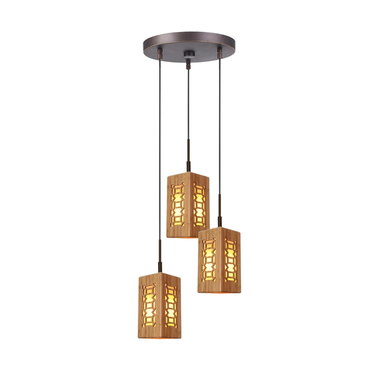 Woodbridge Lighting 14024MEBWL-W3A Light House 3-light Triune Bamboo Mini-pendant cluster