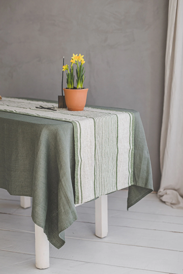 Striped Linen Table Runner Available in Various Colors, French Style Runner, Farmhouse Washed Runner
