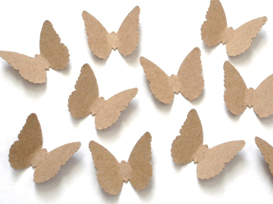 100 Kraft Butterfly Confetti, Birthday Baby Shower Table Scatter, Paper Crafts, Party Supplies, Embellishments - No445