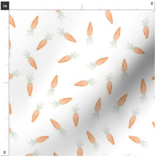 Tossed Watercolor Carrots Fabric By The Yard | Easter Garden Spring Made To Order