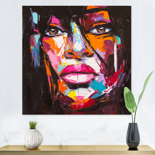 Designart 'Colorful Fantasy Portrait Of A Young Woman II' Glam Canvas Wall Art