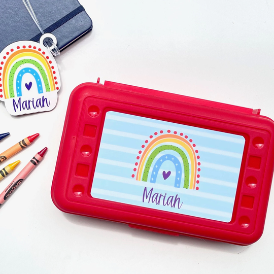 Personalized Rainbow Pencil Box - Back To School Kids Children Craft Storage Toy Storage Crayon