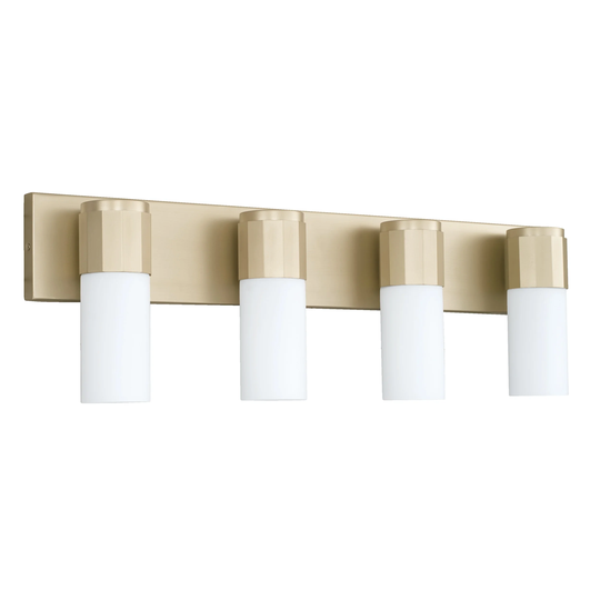 Sutton 4-light Soft Gold Bath/ Vanity Fixture w/ Soft White Glass