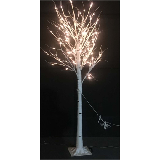 7.75' Pencil Birch Artificial Christmas Tree Warm White LED Lights - 7.5 Foot