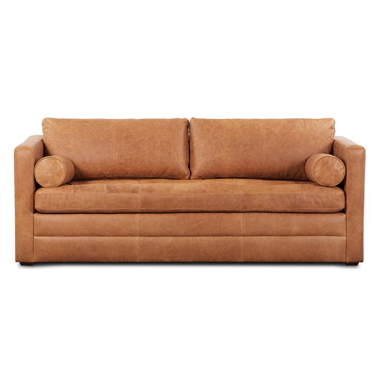 Poly and Bark Napa 82" Leather Sleeper Sofa In Cognac Tan