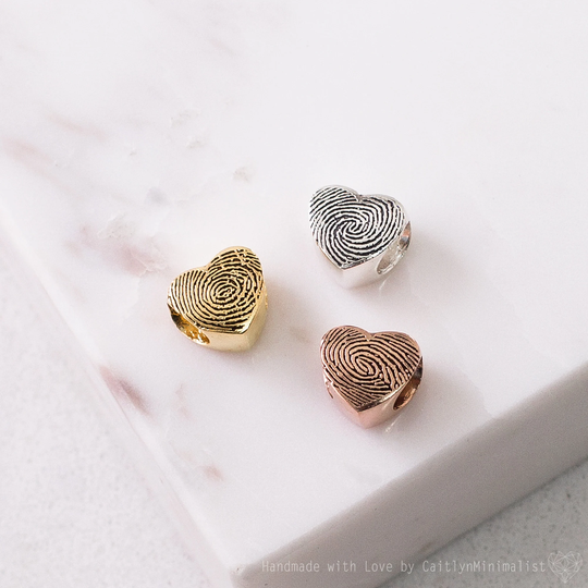 Actual Fingerprint Charm European Bracelet Bead Custom Jewelry Memorial Gift Mom cm18F88