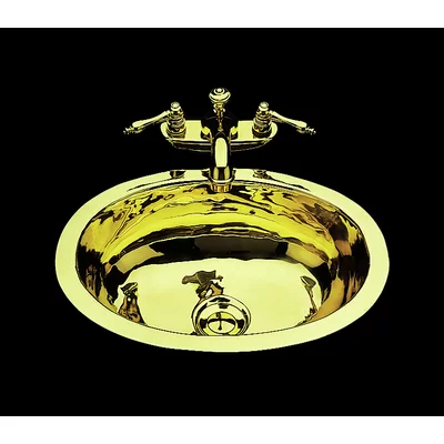 Sculptured Metal Oval Undermount Bathroom Sink with Overflow