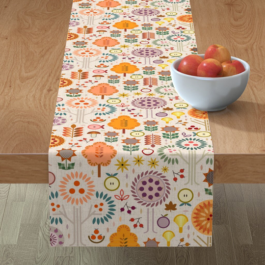 Scandi Autumn Table Runner - Harvest By Dinasnaturalavenue Geometric Plum Seasonal Cotton Sateen Spoonflower