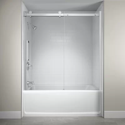 60" x 59" Single Sliding Semi-Frameless Tub Door